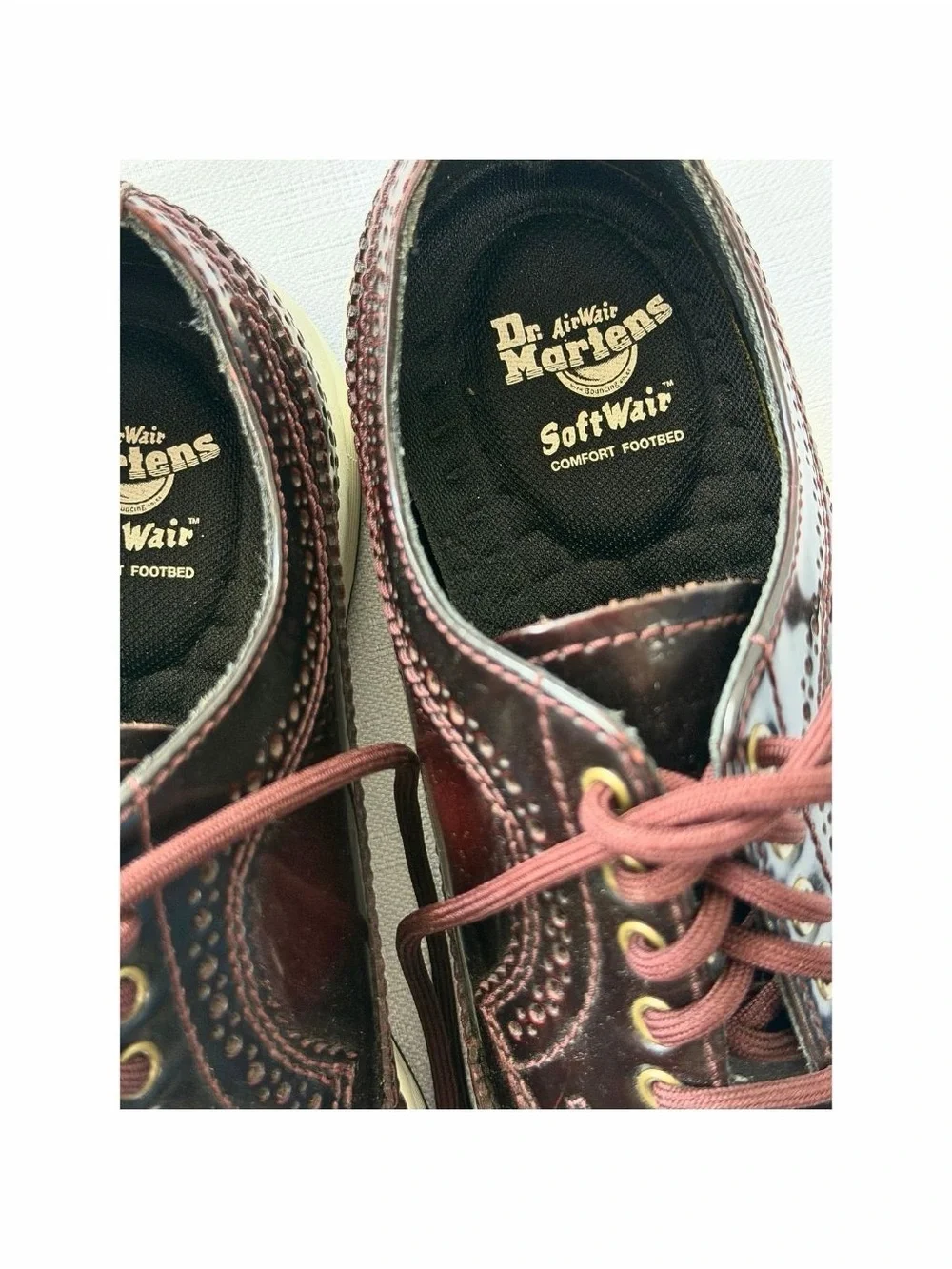 Dr. Martens SoftWair Burgundy Wingtip Brogue Oxford Shoes NWT